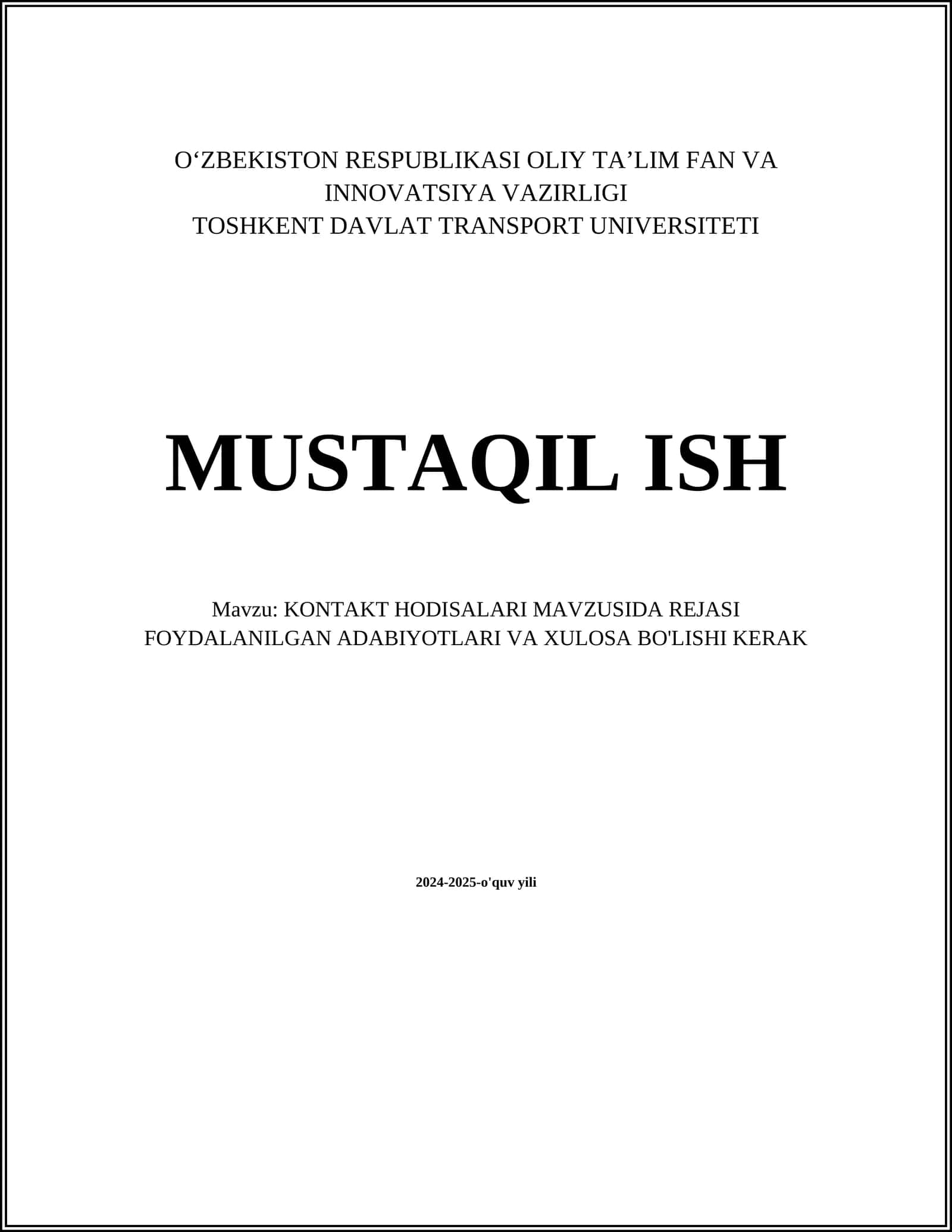 Kontakt hodisalari tushunchasi