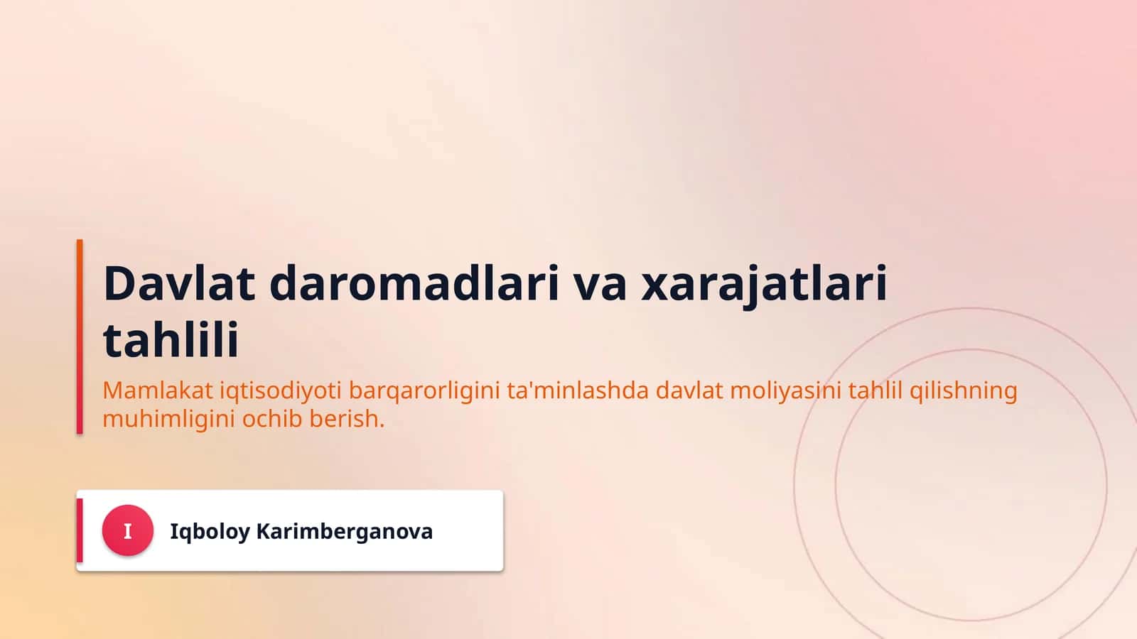 Davlat daromadlari va xarajatlari tahlili