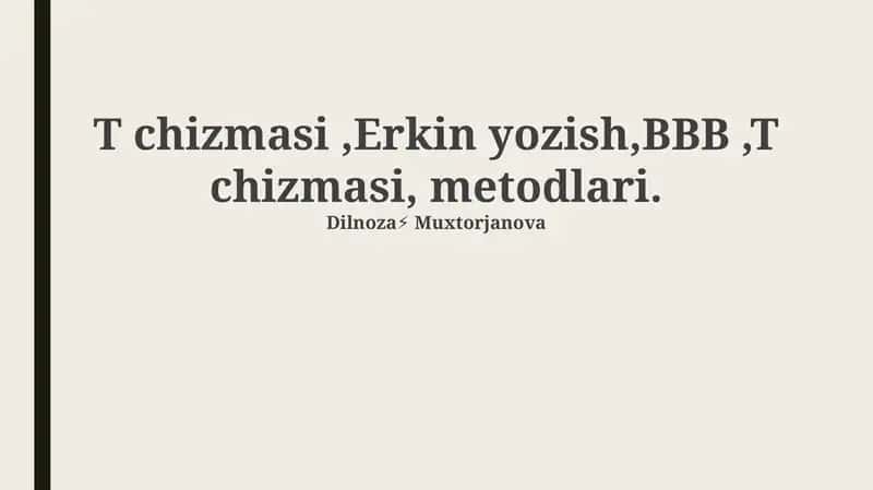 T-jadval, Erkin Yozish va BBB
