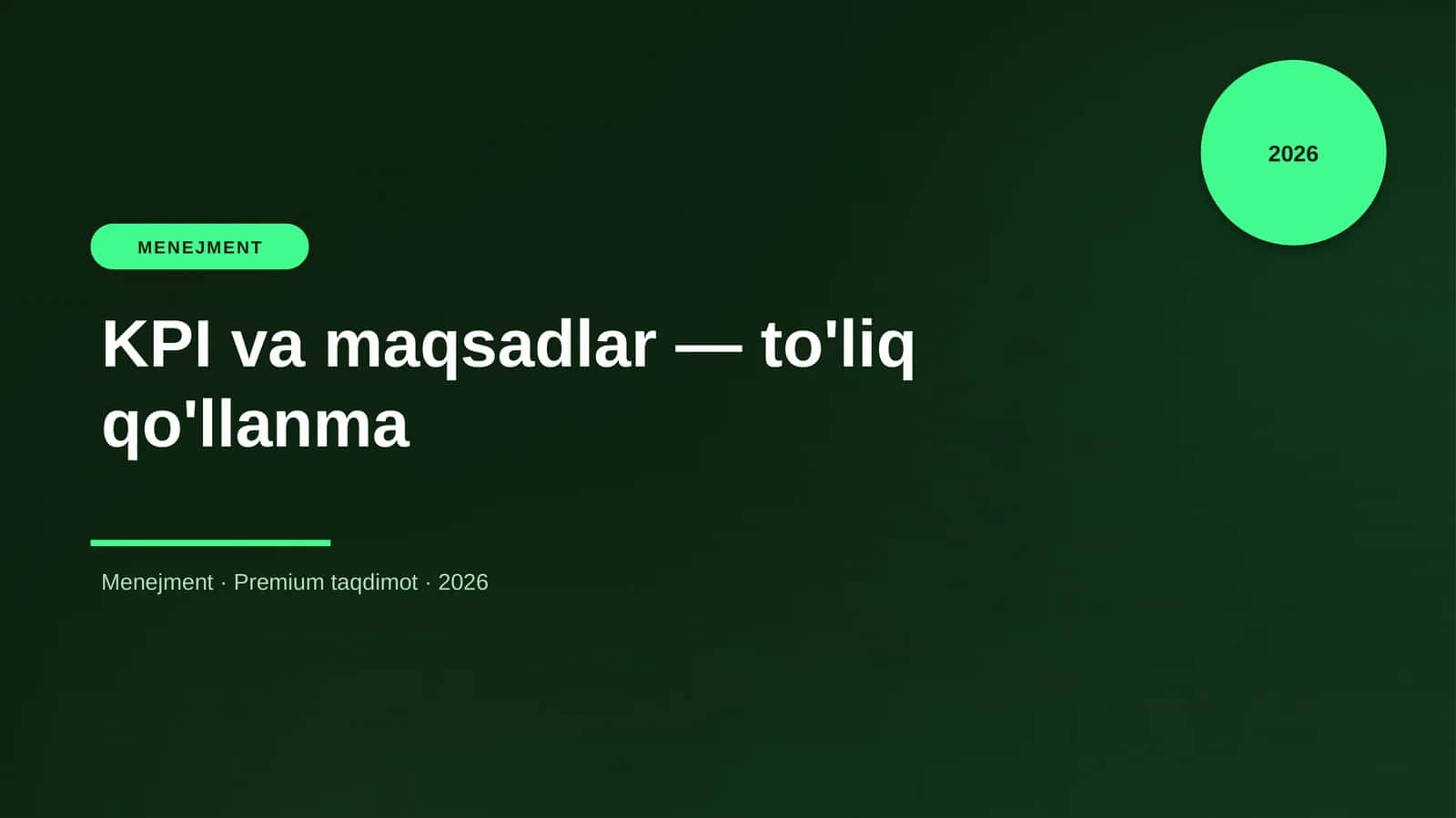 KPI va maqsadlar — to'liq qo'llanma