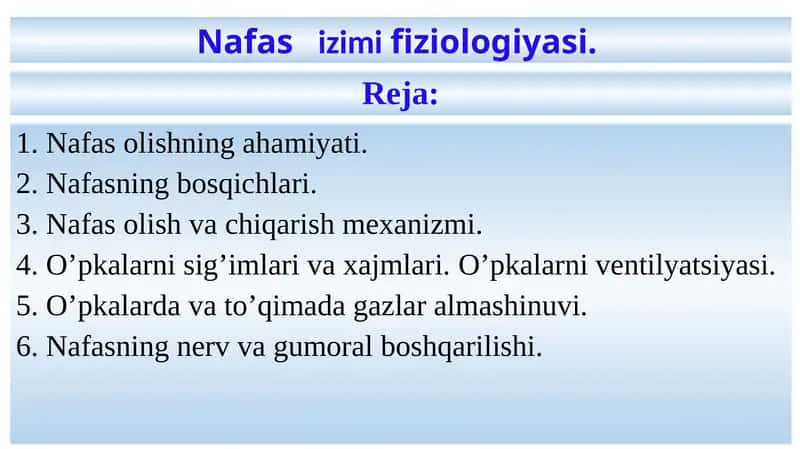 Nafas olishning ahamiyati