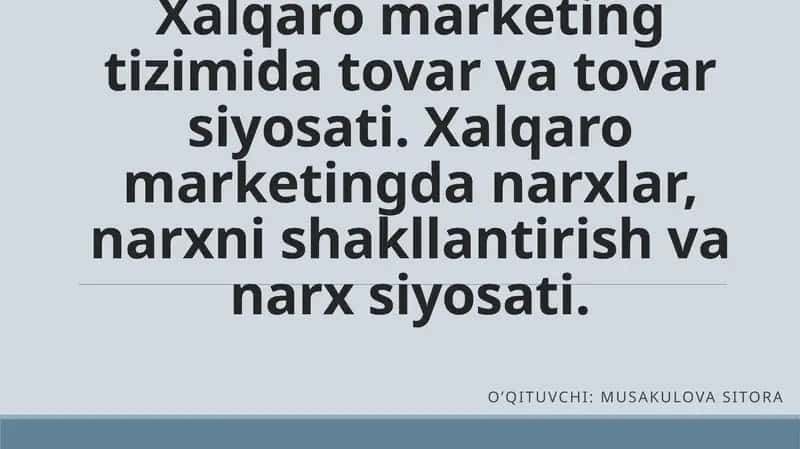 Xalqaro marketing tizimi