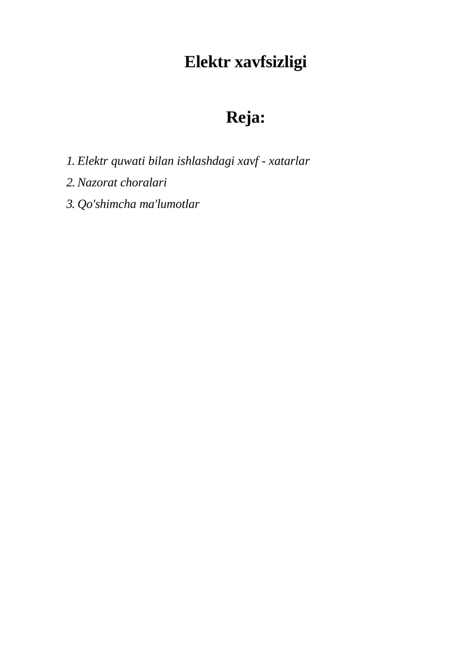 Elektr xavfsizligi