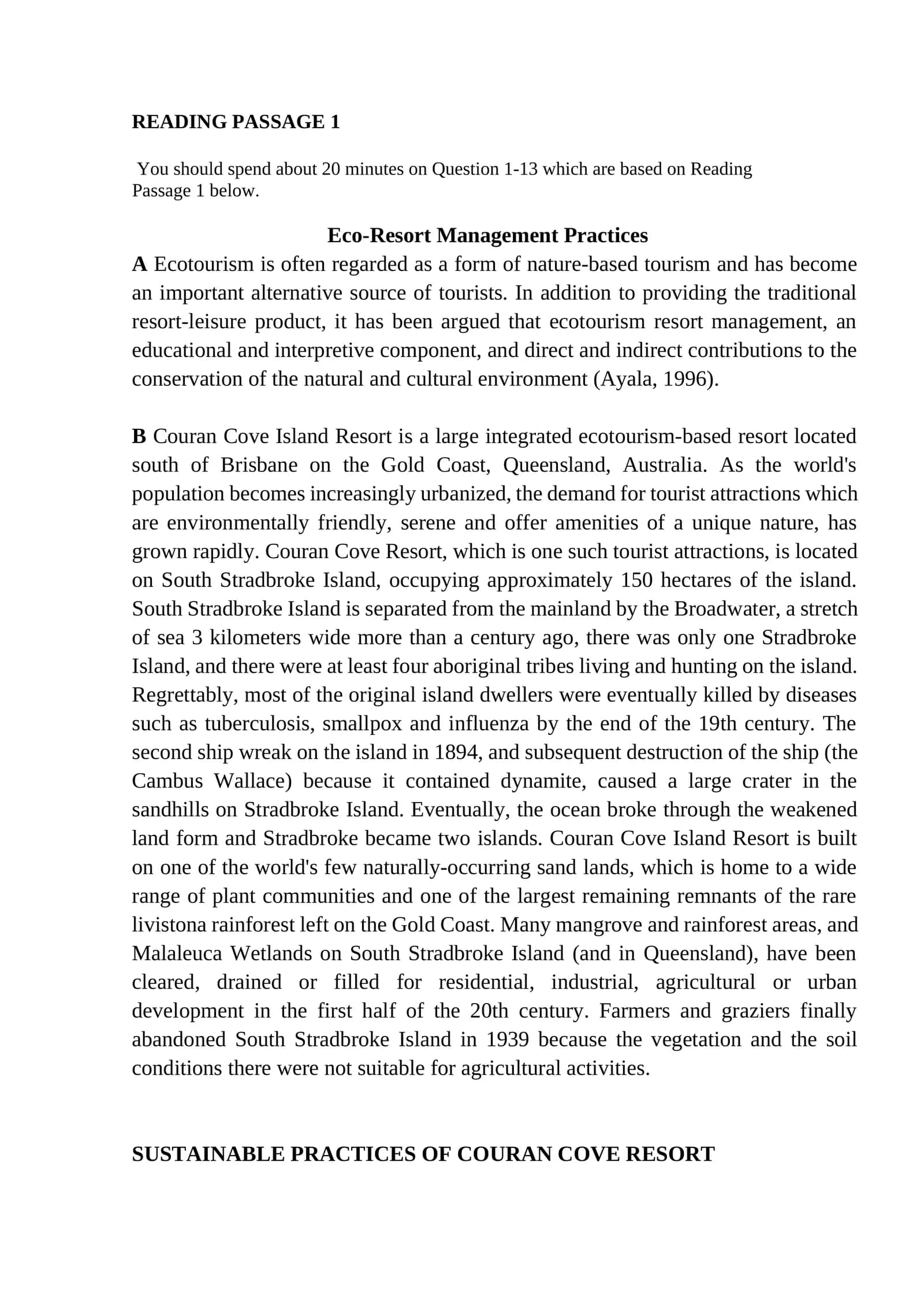 Eco-Resort Management Practices
