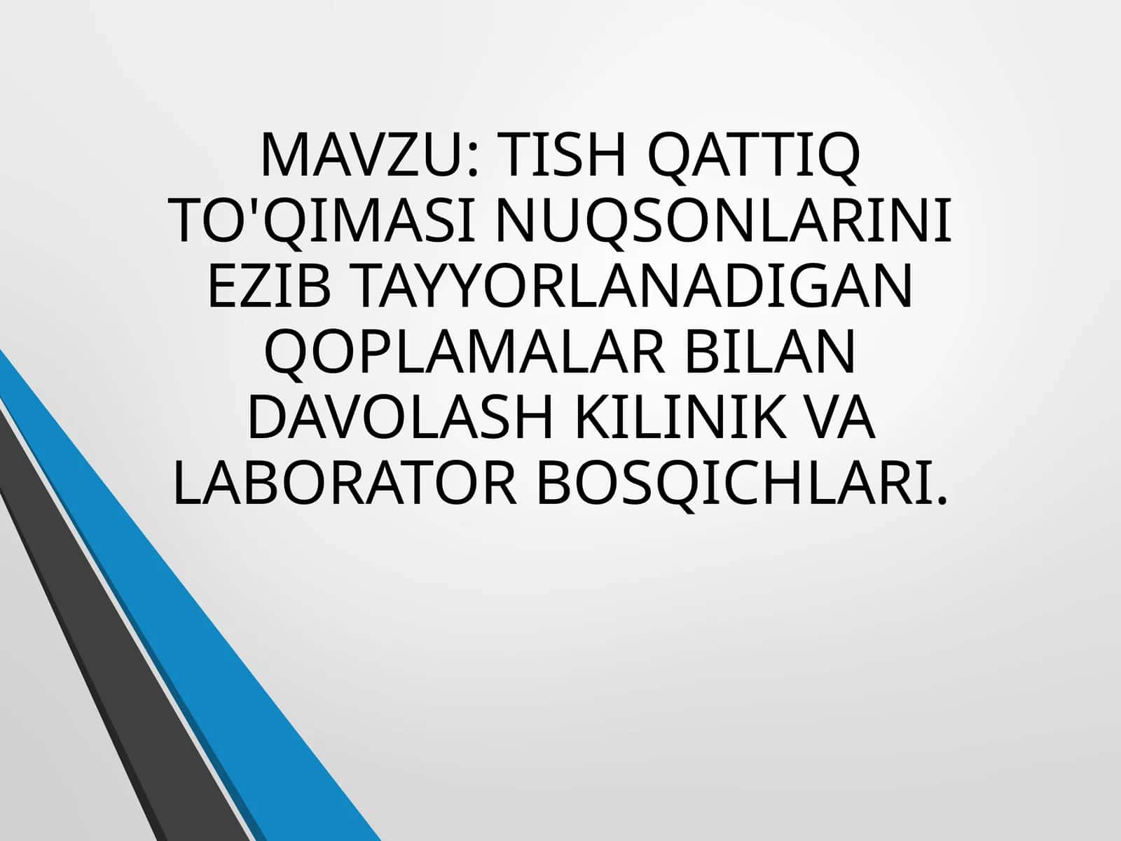 Tish qattiq to'qimasi nuqsonlarini ezib tayorlanadigan qoplamalar bilan davolash