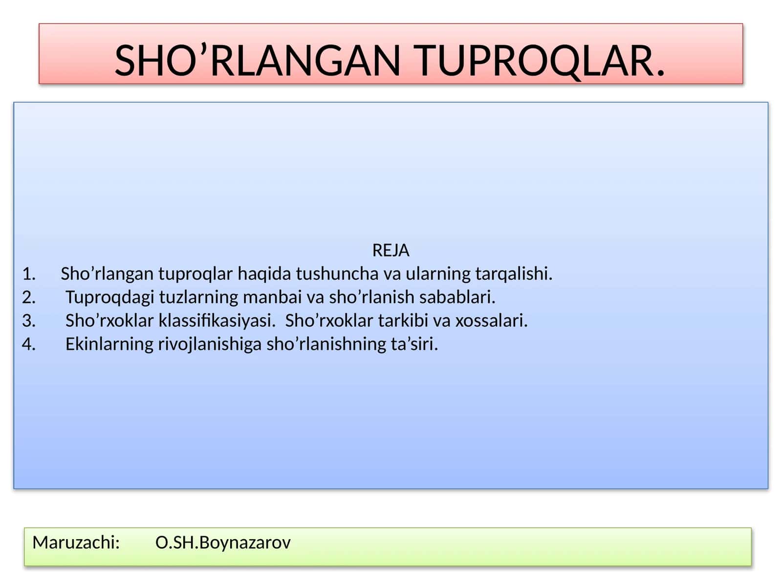 SHO’RLANGAN TUPROQLAR