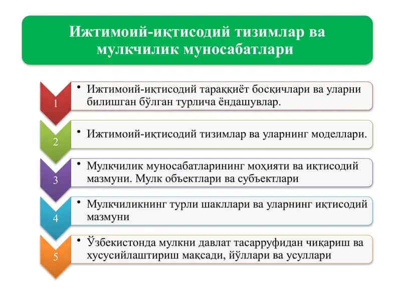 Ижтимоий-иқтисодий тизимлар ва мулкчилик муносабатлари