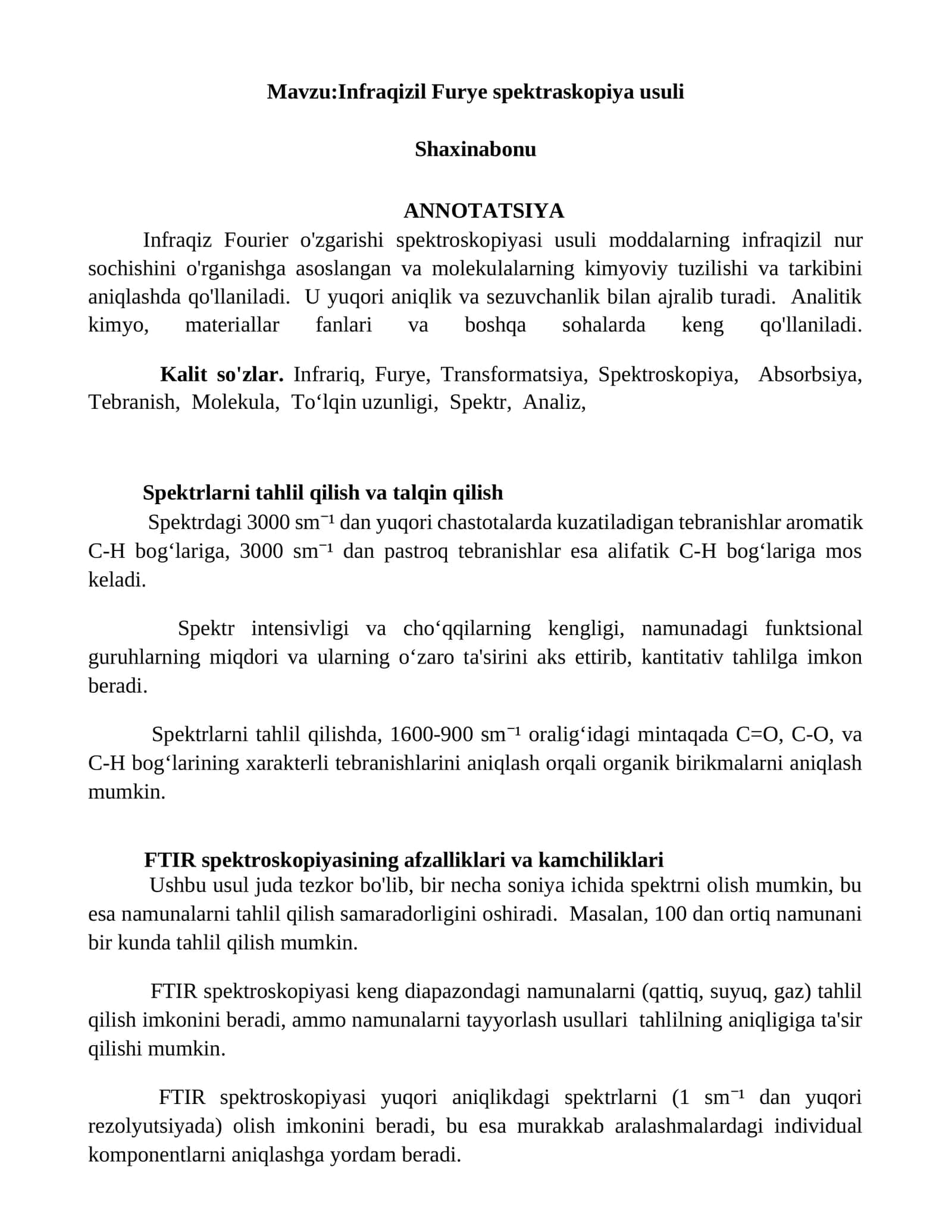 Infraqizil Furye spektraskopiya usuli