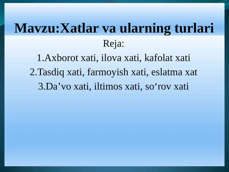 Xatlar va ularning turlari