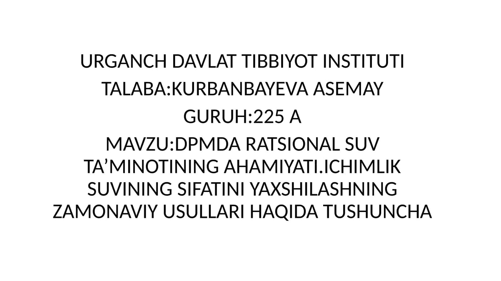 DPMDA RATSIONAL SUV TA’MINOTINING AHAMIYATI