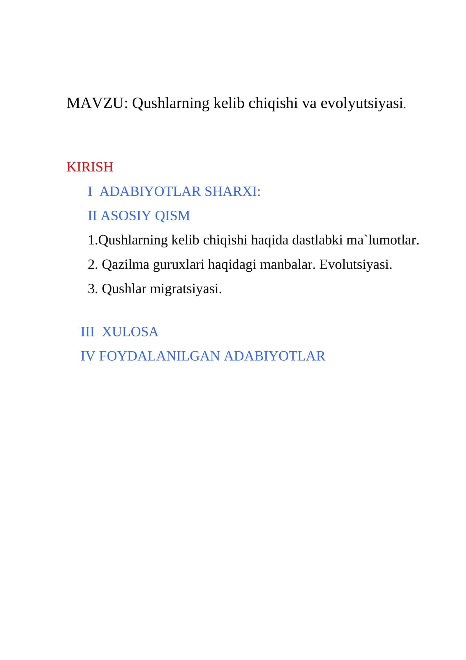 Qushlarning kelib chiqishi va evolyutsiyasi