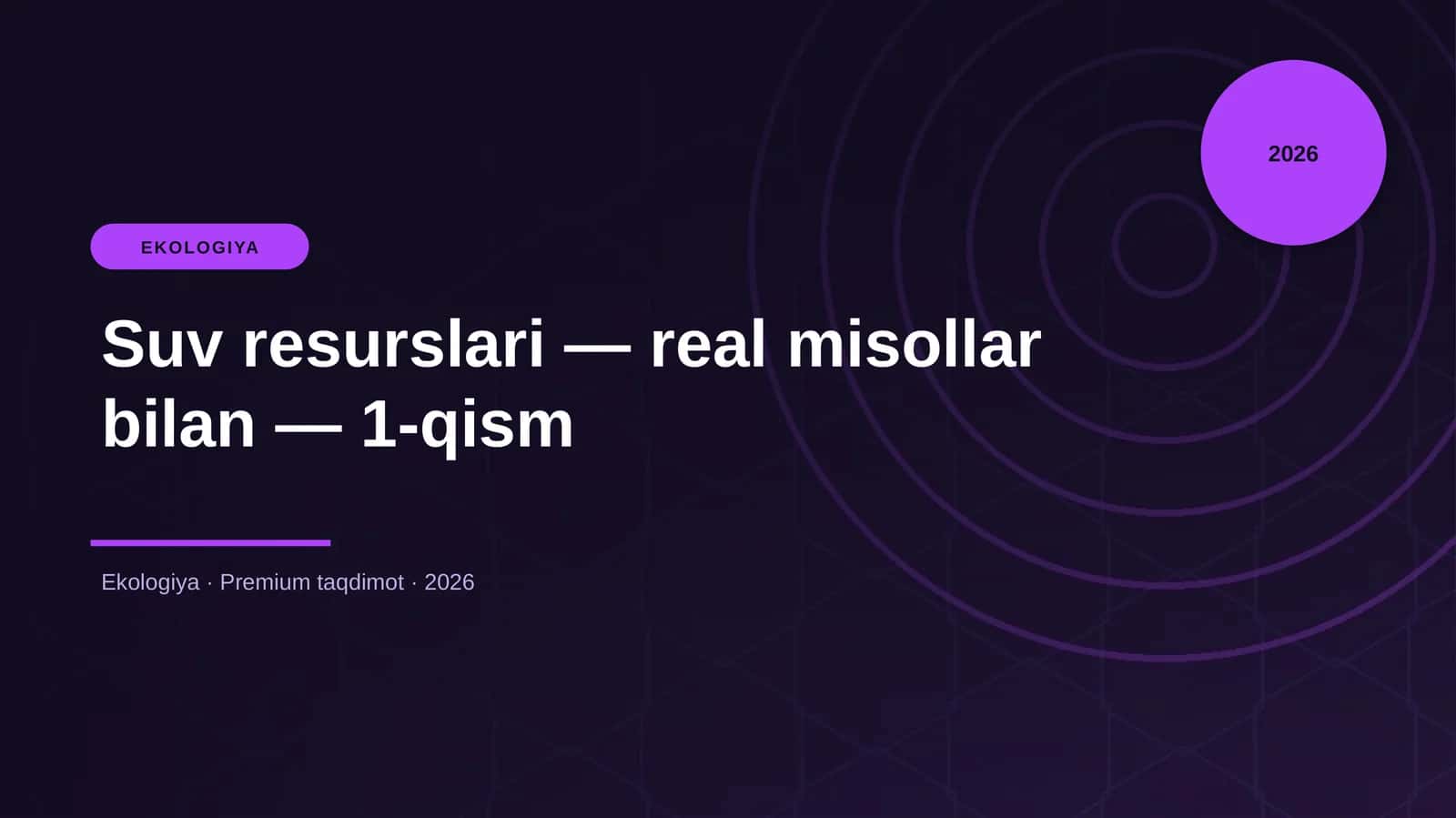 Suv resurslari — real misollar bilan — 1-qism