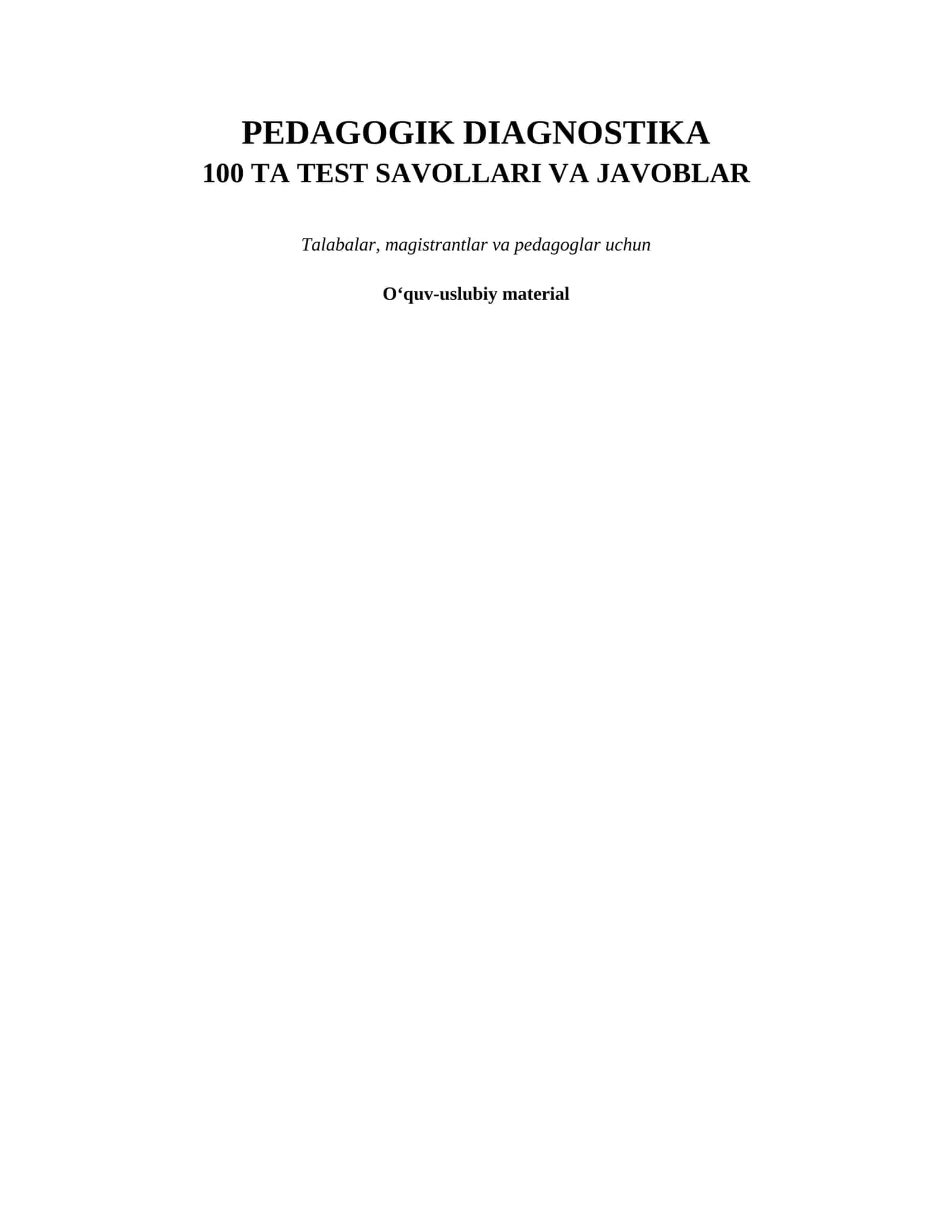 PEDAGOGIK DIAGNOSTIKA