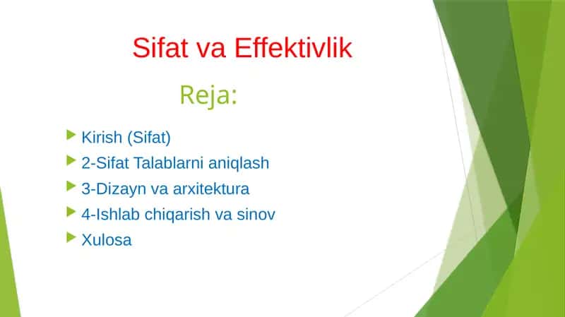 Sifat va Effektivlik