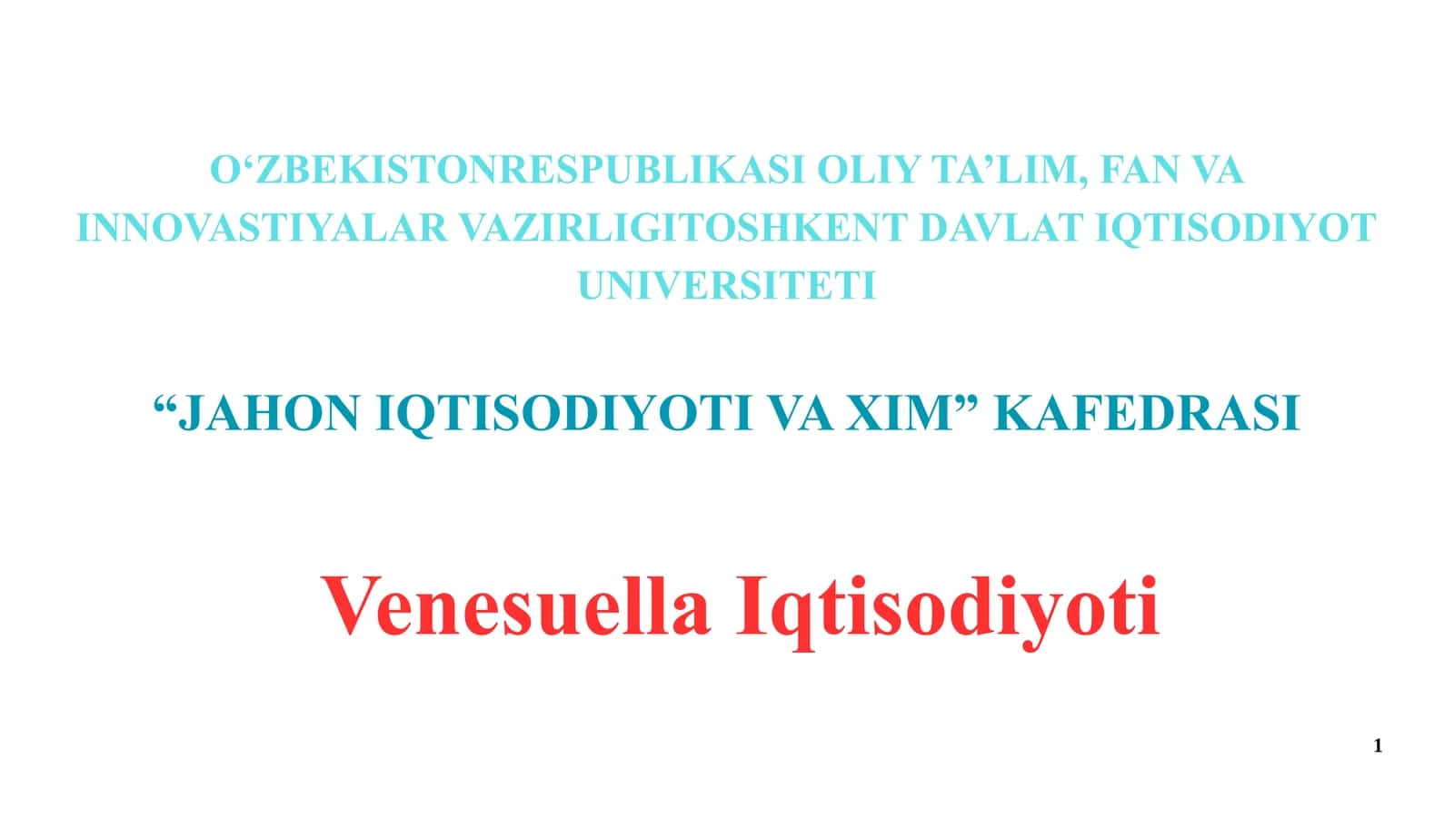 Venesuella iqtisodiyoti va emperik tahlili