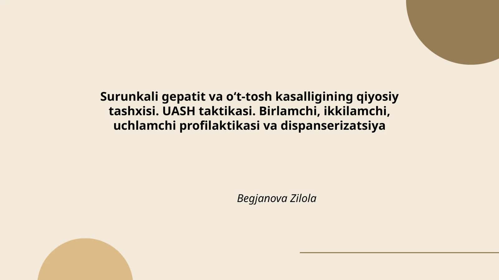 Surunkali gepatit va o‘t-tosh kasalligining qiyosiy tashxisi