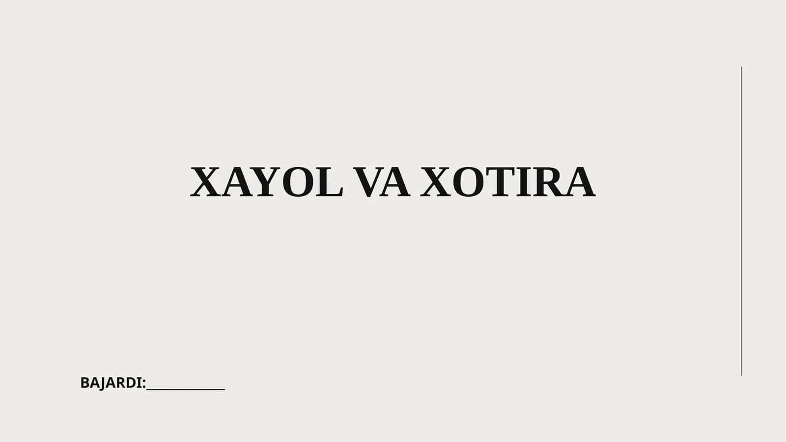 Xayol va xotira