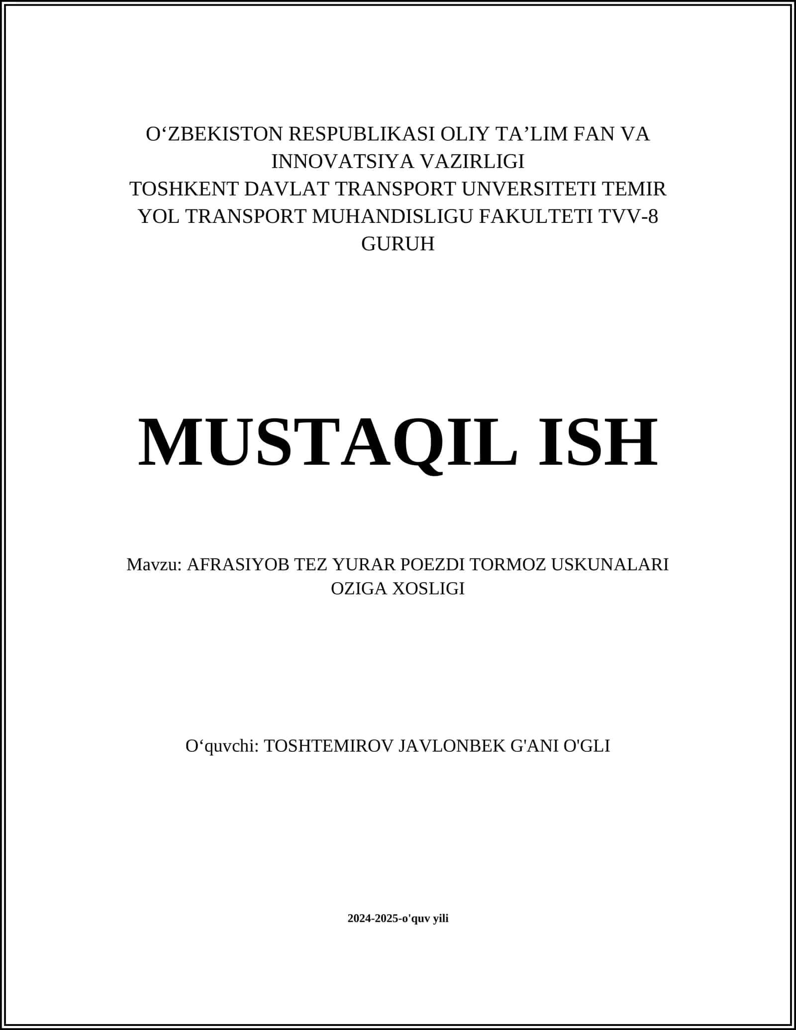 Afrasiyob tez yurar poezdi