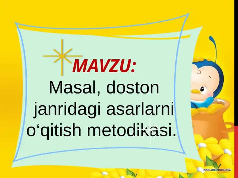 Doston va Masal O'qitish Metodikasi