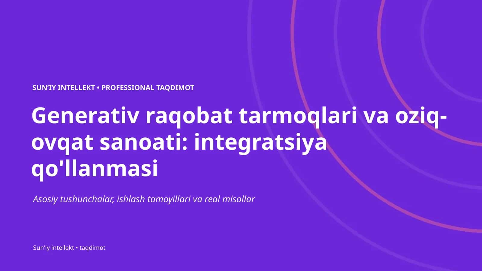 Generativ raqobat tarmoqlari va oziq-ovqat sanoati: integratsiya qo'llanmasi