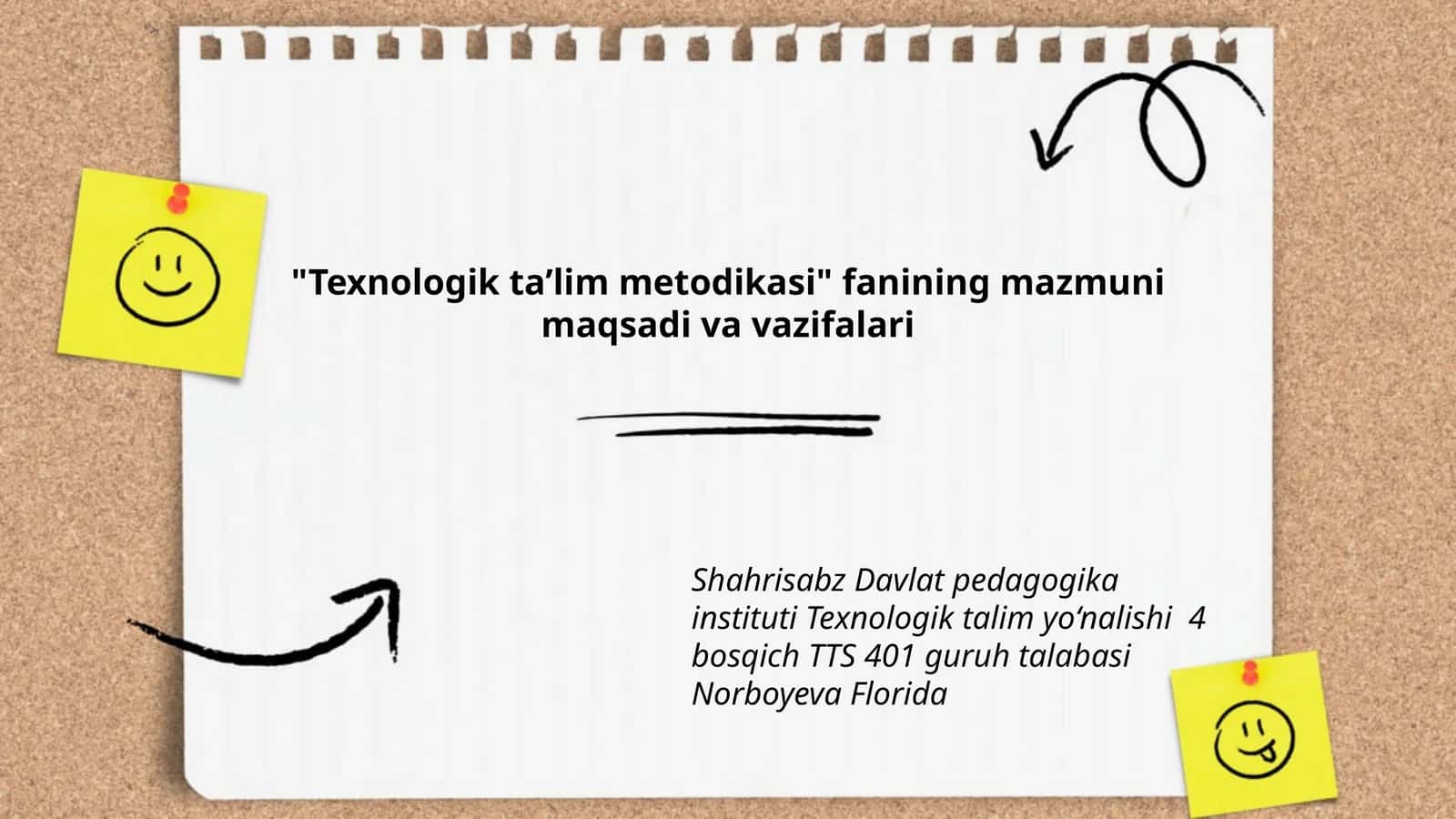 Texnologik ta’lim metodikasi fanining mazmuni maqsadi va vazifalari