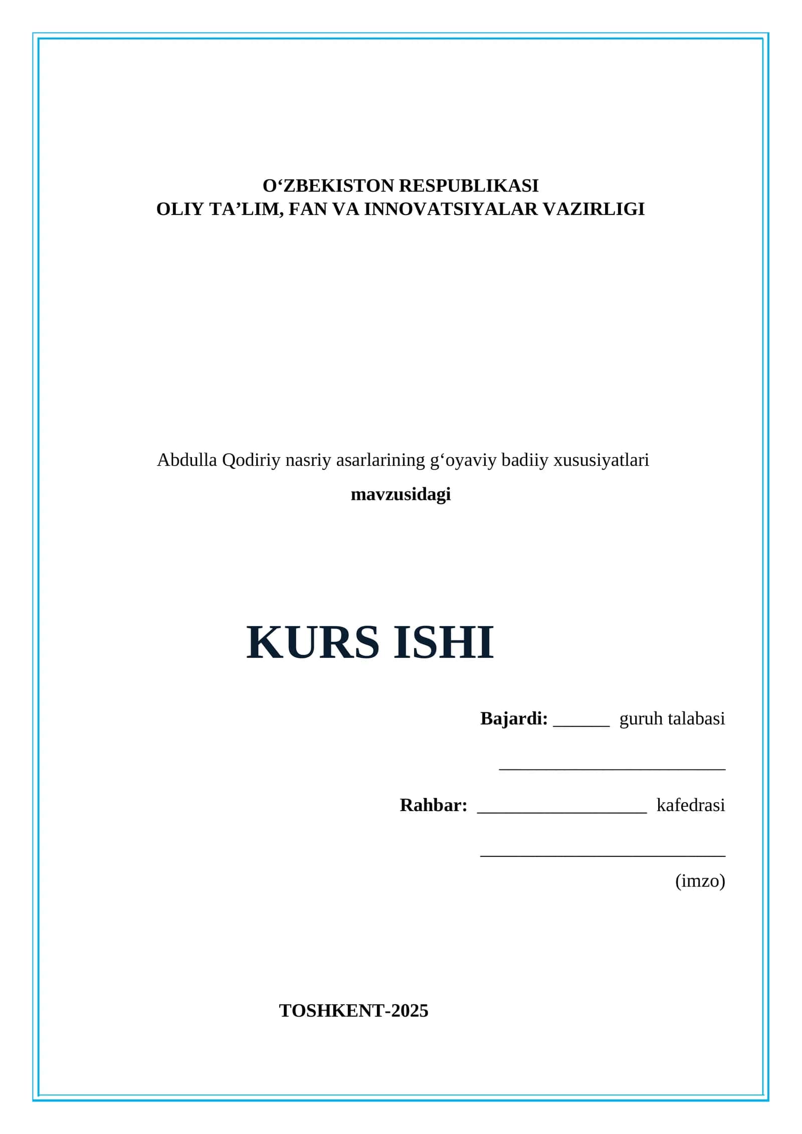 Abdulla Qodiriy nasriy asarlarining gʻoyaviy badiiy xususiyatlari.