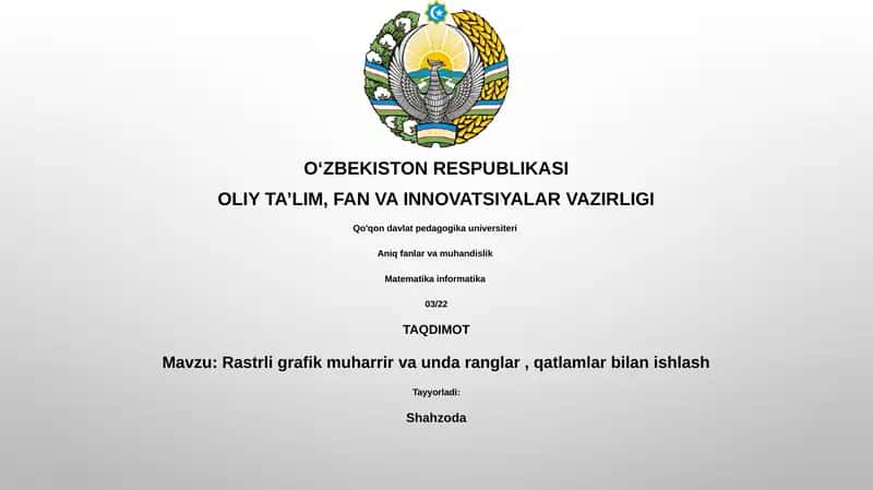 Raster grafik muharrir va unda ranglar, qatlamlar bilan ishlash