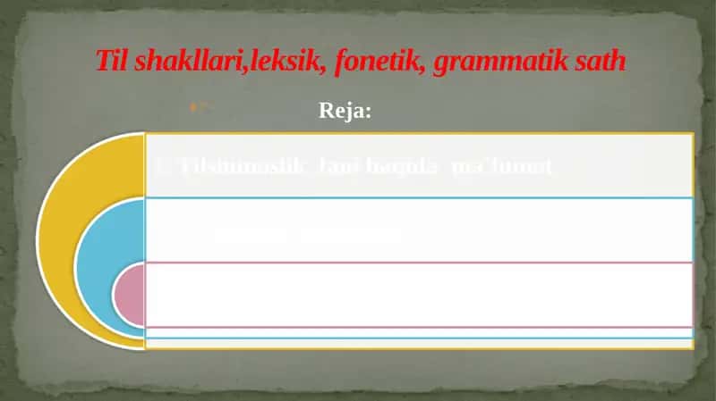Til shakllari,leksik, fonetik, grammatik sath