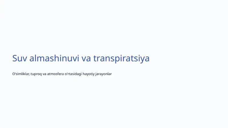 Suv almashinuvi va transpiratsiya