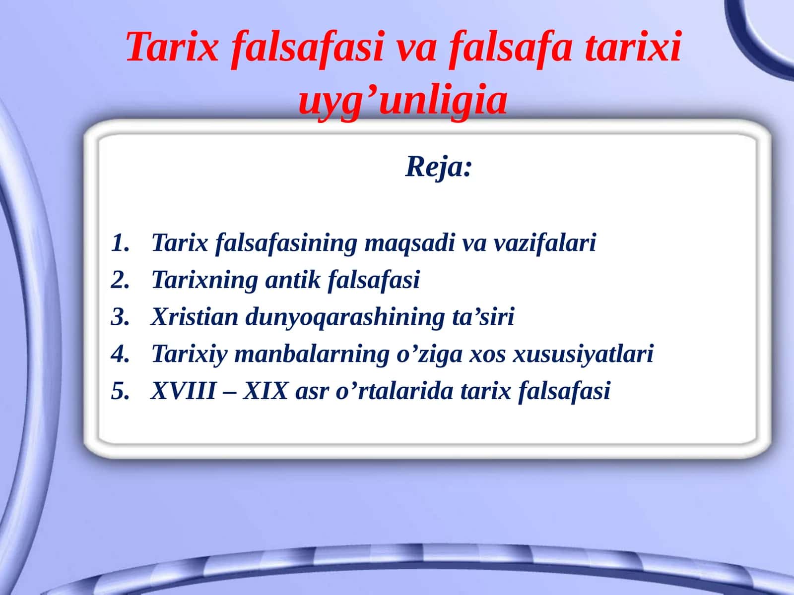 Tarix Falsafasi va Falsafa Tarixi