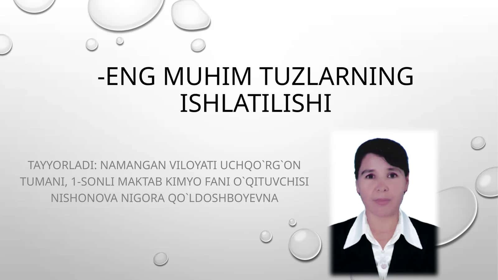 Eng muhim tuzlarning ishlatilishi