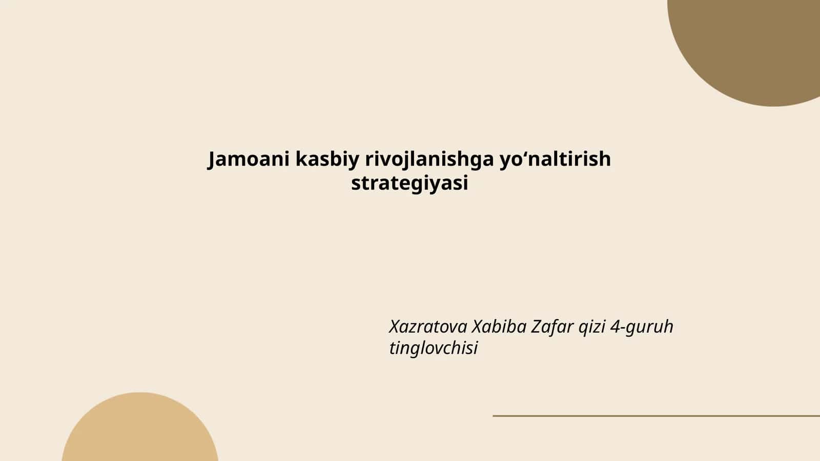 Jamoani kasbiy rivojlanishga yoʻnaltirish strategiyasi