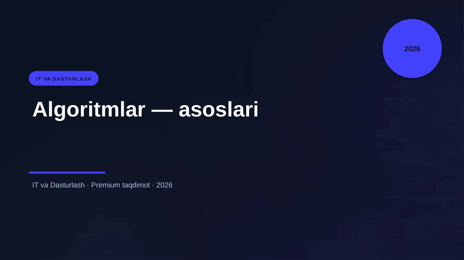 Algoritmlar — asoslari
