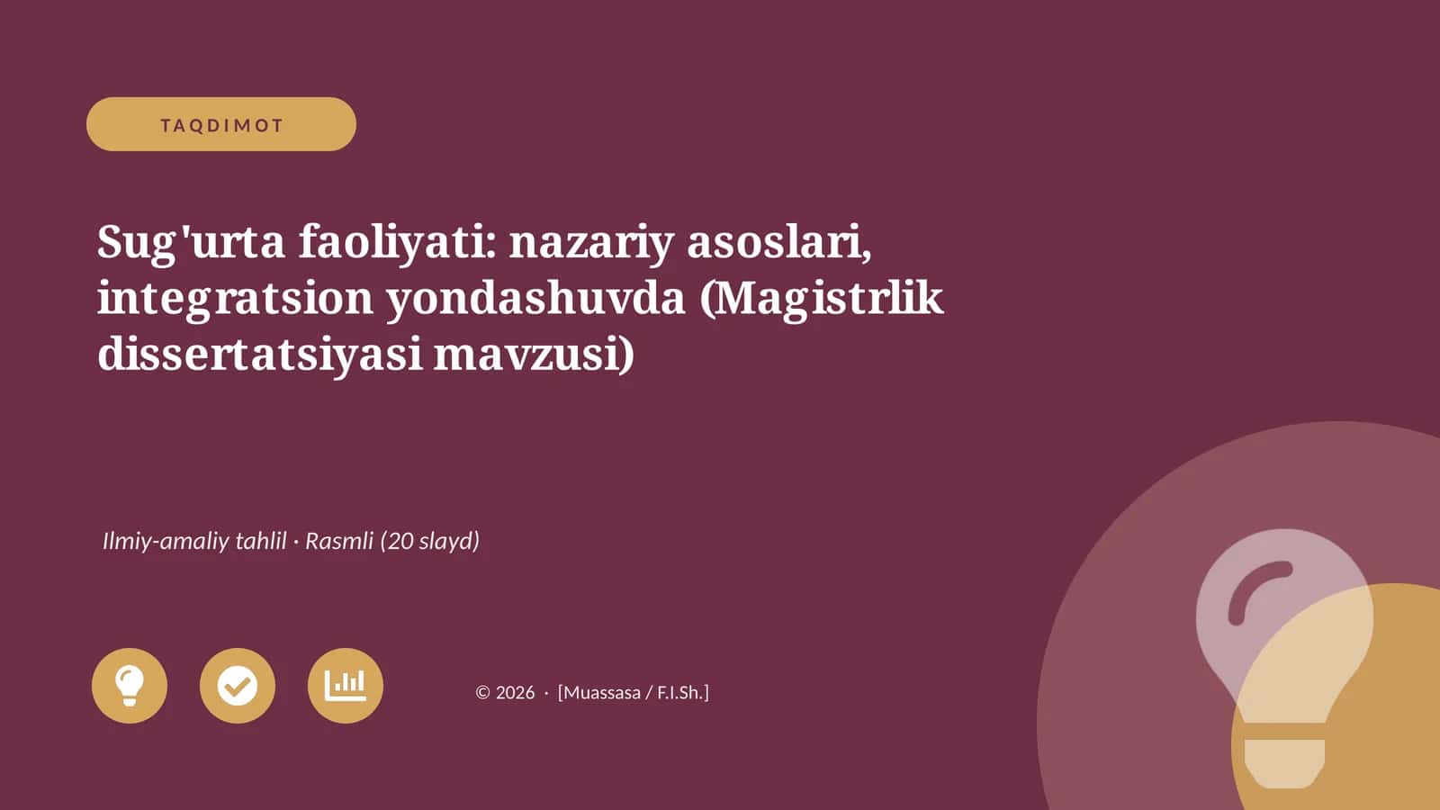 Sug'urta faoliyati: nazariy asoslari, integratsion yondashuvda (Magistrlik dissertatsiyasi mavzusi)