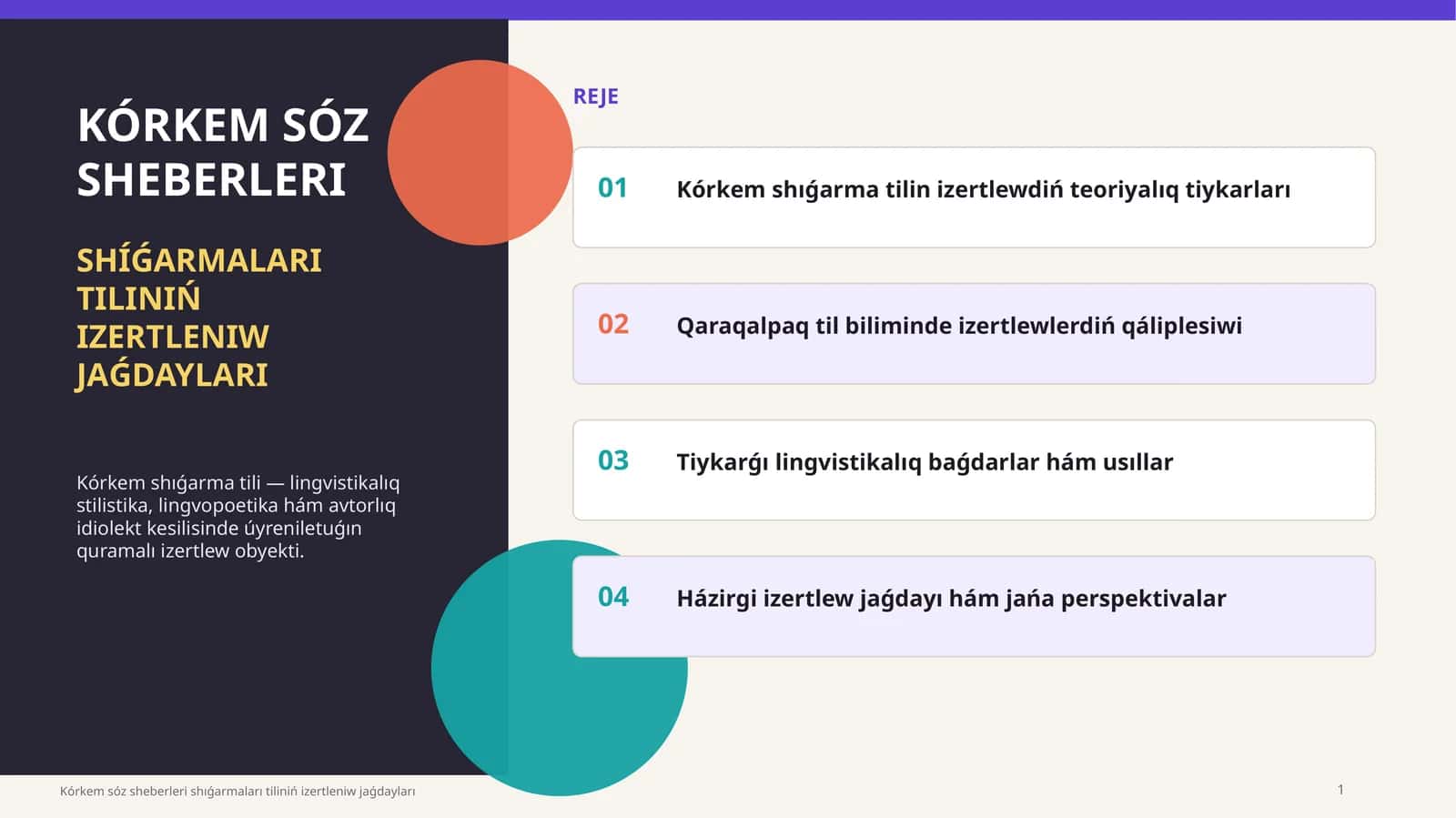 Kórkem Sóz Sheberleri Shıǵarmalari TiliniŃ Izertleniw Jaǵdaylari