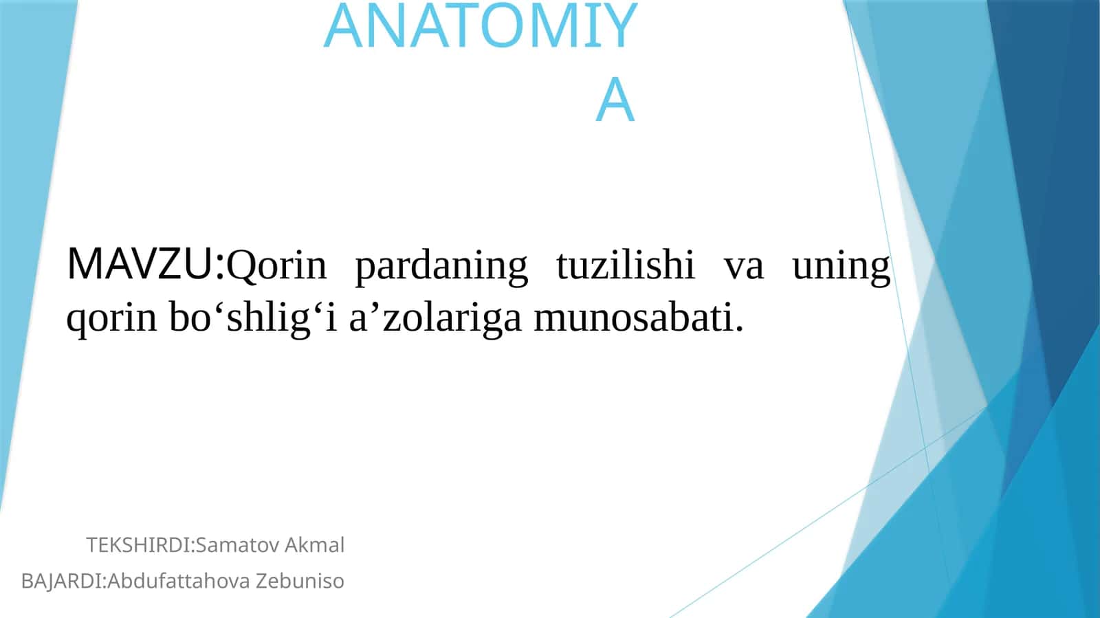 Qorinpardaning tuzilishi va uning qorin bo‘shlig‘i a’zolariga munosabati