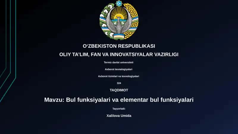 Bul funksiyalari va elementar bul funksiyalari