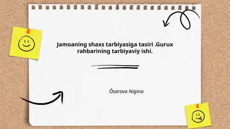 Jamoaning shaxs tarbiyasiga tasiri