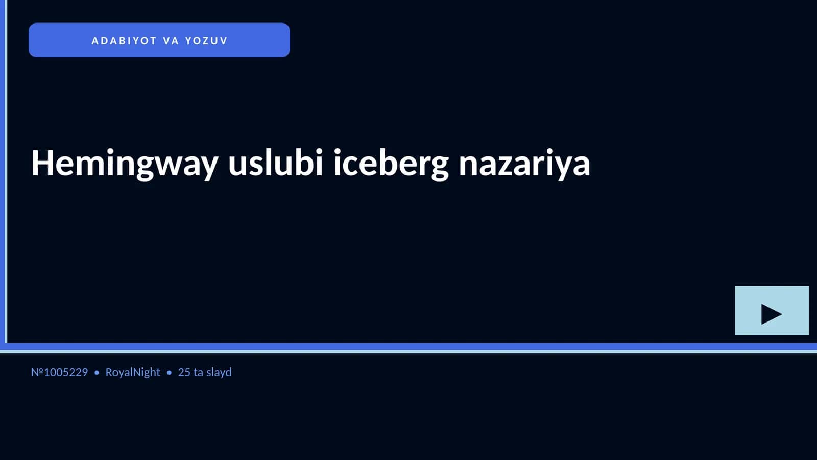 Hemingway uslubi iceberg nazariya
