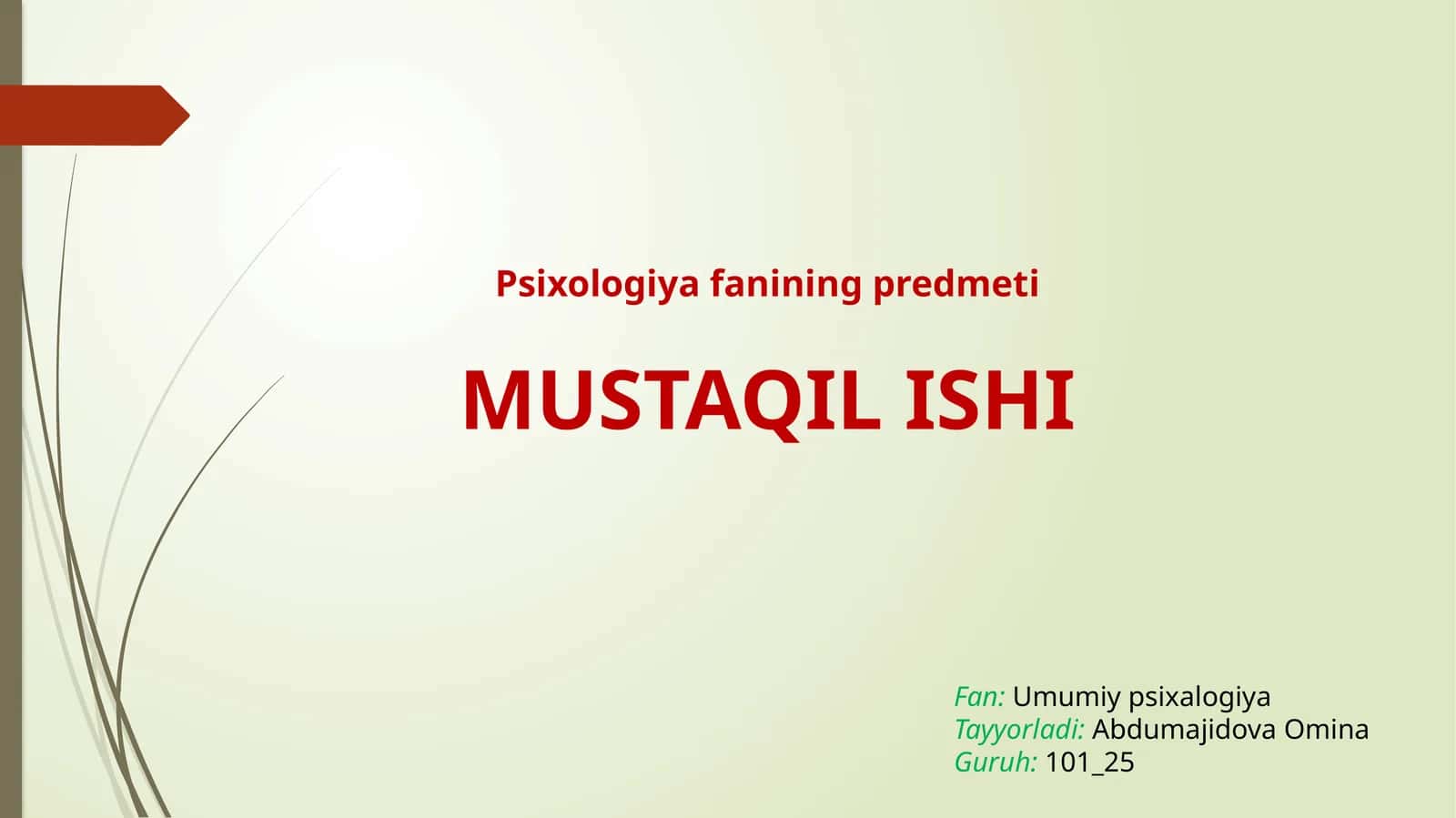 Psixologiyafanining predmeti