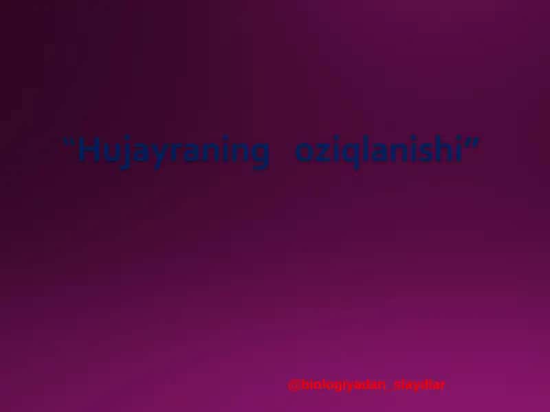 Biologiyadan o'yinlar