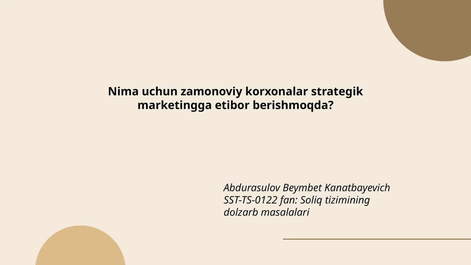 SST-TS-0122 fan: Soliq tizimining dolzarb masalalari