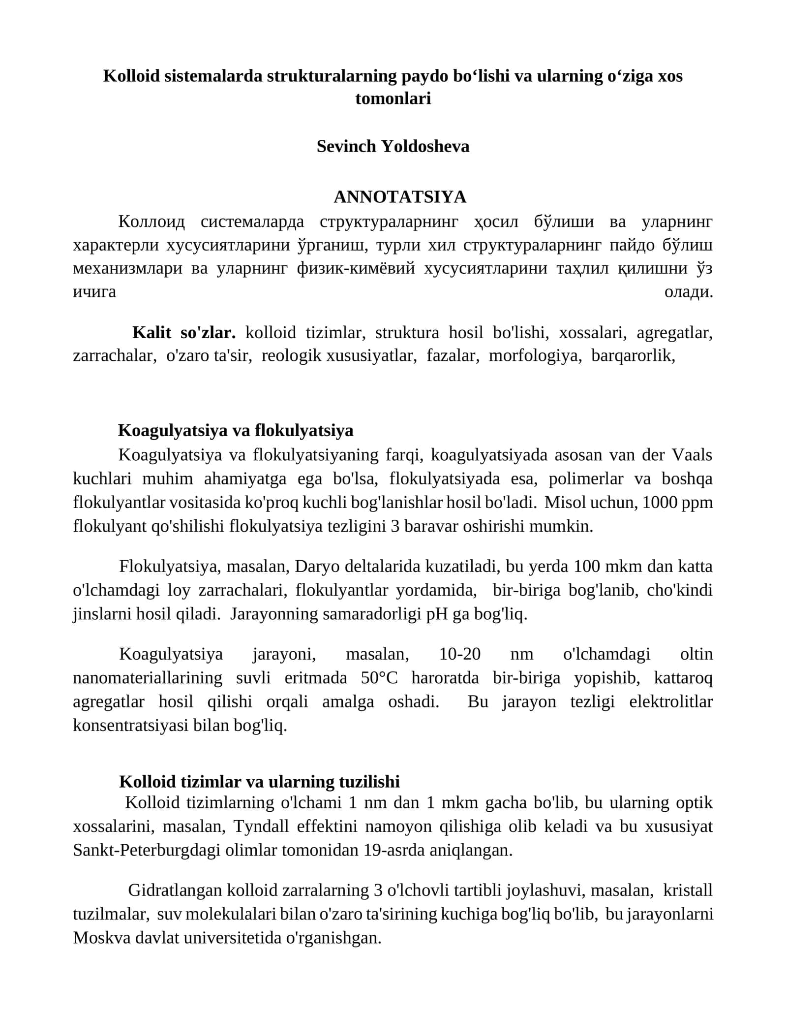 Koagulyatsiya va flokulyatsiya