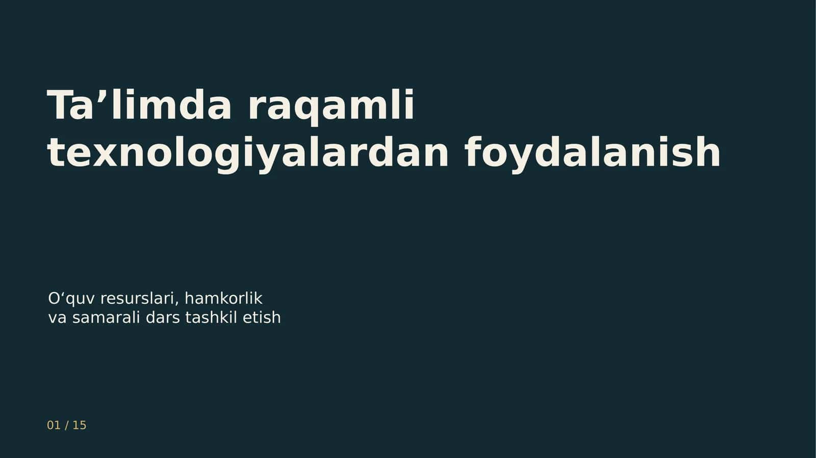 Raqamli ta’lim texnologiyalari