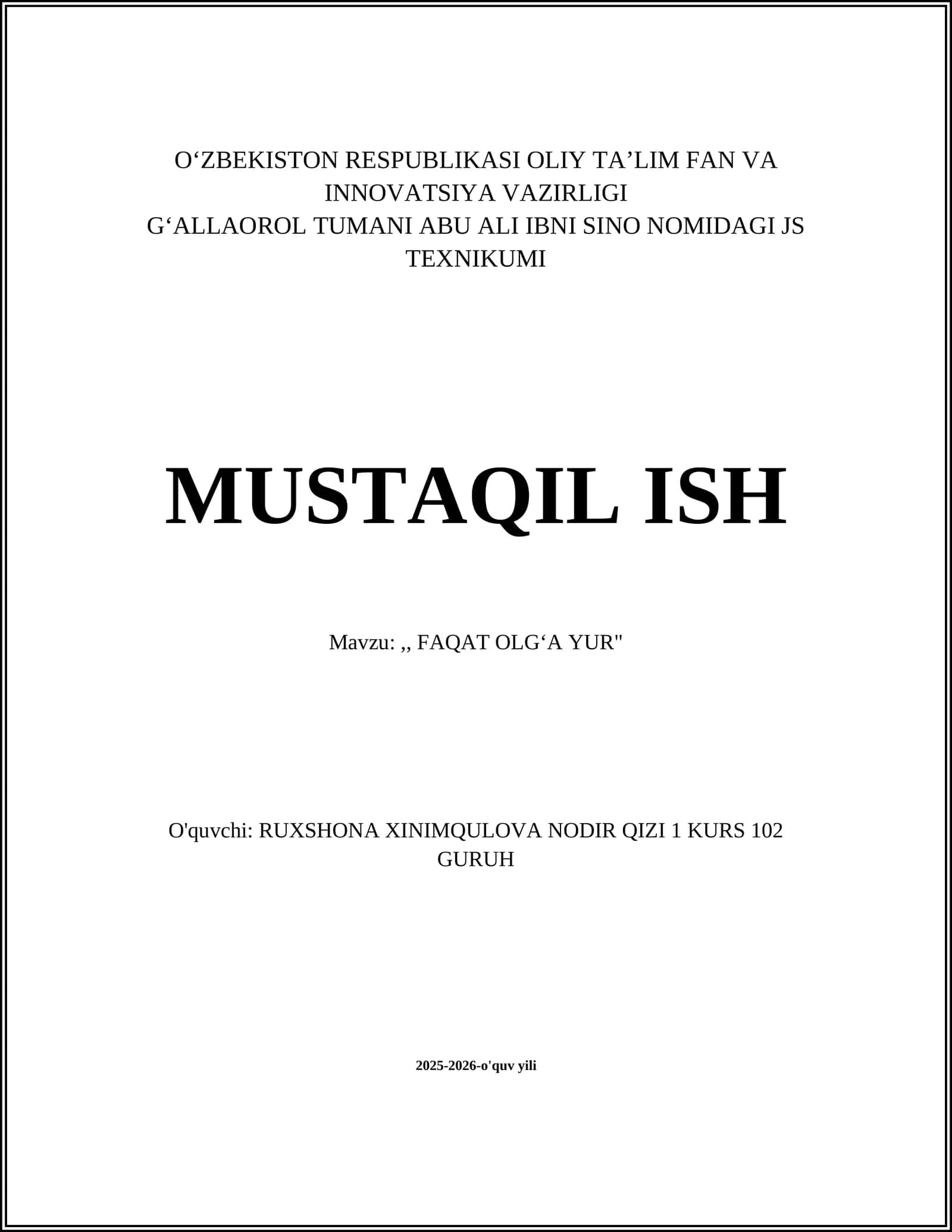 "Faqat Olgʻa Yur"