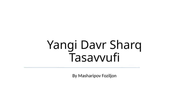 Yangi Davr Sharq Tasavvufi