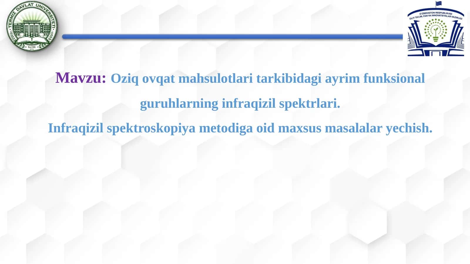 Oziq ovqat mahsulotlari tarkibidagi ayrim funksional guruhlarining infraqizil spektrlari