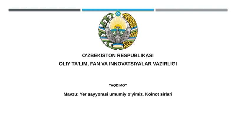 Yersayyorasiumumiyoʻyimiz.Koinotsirlari