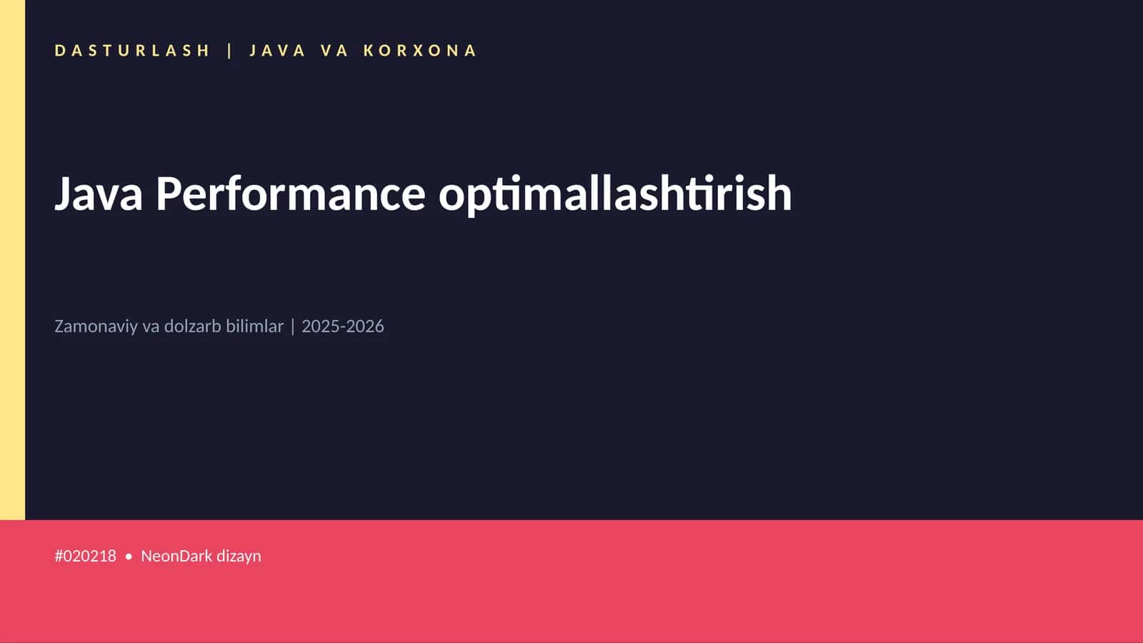 DASTURLASH | JAVA VA KORXONA