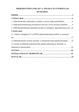 MIKROKONTROLLERLAR VA APPARAT PLATFORMALAR